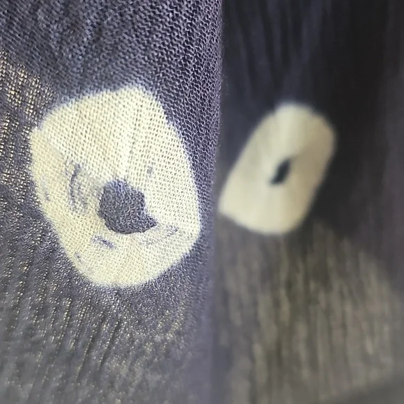 NWOT Soft Surroundings Tie Dye Short Sleeve Open blouse w Beaded Fringe. Large - Picture 10 of 13